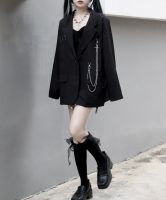 Uniqlo 2023 New Fashion version Miub original black suit jacket 2021 autumn loose chain Harajuku style casual street long-sleeved suit