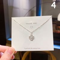 Kalung Liontin Leaf Clover Silver Necklace Fashion Female Choker Pendant Necklaces Women Jewelry Christmas Gift