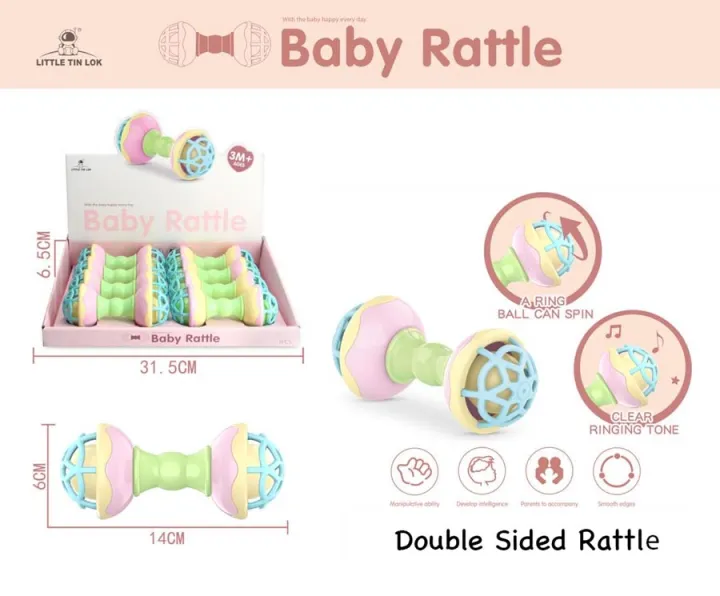 Soft Rubber Baby Rattle Sound Handbell for Newborn Teether Infant Baby
