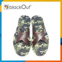 BlackOut Cross รองเท้าแตะแบล็คเอ้าท์ รุ่นหูไขว์ (ลายทหาร) - พื้นสีเขียวลายทหาร หูไขว์สีน้ำตาล - MFS