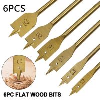 6pcs/Set Titanium Coating Hex Shank Spade Bits Flat Boring Bit Wood Drill Bit Power Tools Hole Saw 10/12/16/18/20/25mm Drills  Drivers