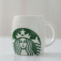 Starbuck แก้วเซรามิกใส่ของได้เยอะ,แก้วใส่น้ำแบบเรียบง่ายสำหรับคู่รักสำนักงานมีฝาปิดช้อนแก้วกาแฟ