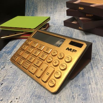 เครื่องคิดเลขมีแคส ของแท้ M&amp;P คู่มือมีภาษาไทย เครื่องคิดเลข DK-2025P สีทอง เครื่องคิดเลขตั้งโต๊ะ