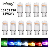 Infitary 10 PCS Auto LED T10 COB Chip Glass Bulb 12V 24V Car Door Turn Signal Read Light License Plate Lamp W5W Clearance Lights