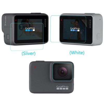 กระจกเทมเปอร์ป้องกันสำหรับ Gopro Go Pro Hero7 Hero 7สีขาว/เงินกล้องด้านหน้าเลนส์ Lcd Dsiaply หน้าจอฟิล์มป้องกันยาม