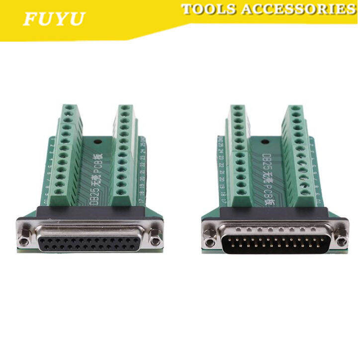 FUYU DB25 D-SUB Female 25Pin Plug Breakout PCB Board 2 Row Terminals ...