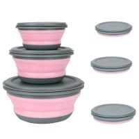 ❁♂﹍ Tableware Set with Lid Folding Lunch Box Food Container Bowl Sets Portable 3Pcs/Set Foldable Salad Bowl Silicone Folding Bowl