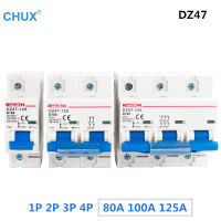 【❂Hot On Sale❂】 quan59258258 สวิตช์แอร์ Dz47-125เบรกเกอร์ Mcb 1P 2P 3P 4P 125a 100a 80a สำหรับใช้ในบ้าน