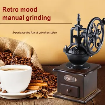 1pc, Vintage Manual Coffee Grinder, Burr Hand Crank Coffee Grinders, Wooden  Vintage Style Hand Coffee Grinder, Classic Coffee Mill Hand Crank Coffee G