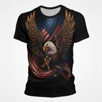 2020 New Men T-shirt Animal Print 3D Eagle Spreads Wings Print Summer Casual Short Sleeve Retro Harajuku Oversized Clothing