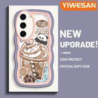 YIWESAN S23ปลอกสำหรับ Samsung บวก S23พิเศษเคสซิลิโคนลายการ์ตูนแพนด้าสีสันสดใสเคสโทรศัพท์โปร่งใสป้องกันเลนส์กล้องเคสนิ่มแบบใส