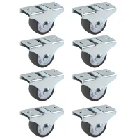 8PCS TPE Caster Wheels Duty Fixed Casters with Rigid Non-Swivel Base Ball Bearing Trolley Wheels Top Plate 1 Inch