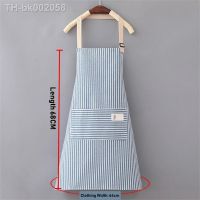 ✈ Vertical Stripe Household Kitchen Apron Japanese Style Cotton And Linen Sleeveless Apron Kitchen Accessories Hanging Neck Apron