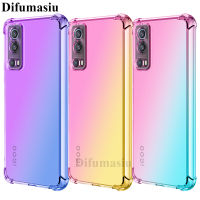 For VIVO Y72 5G Shockproof Soft Case Covers Gradient Color Silicone Soft TPU Casing Colorful Back Cover Anti Fall VIVO Y72 5G Phone Case