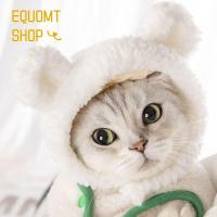 EQUOMT หมวกตุ๊กตาหมีขนปุยแมวผ้าโพกศีรษะสายรัดหัสสัตว์เลี้ยงนุ่มสบายพร้อมแมวลูกสุนัขสุนัขหูลูกแมว