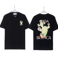 CASABLANCA Spiny Cactus เสื้อยืดลำลองหลวมผ้าฝ้ายเสื้อผู้หญิงเสื้อผ้าผู้ชาย