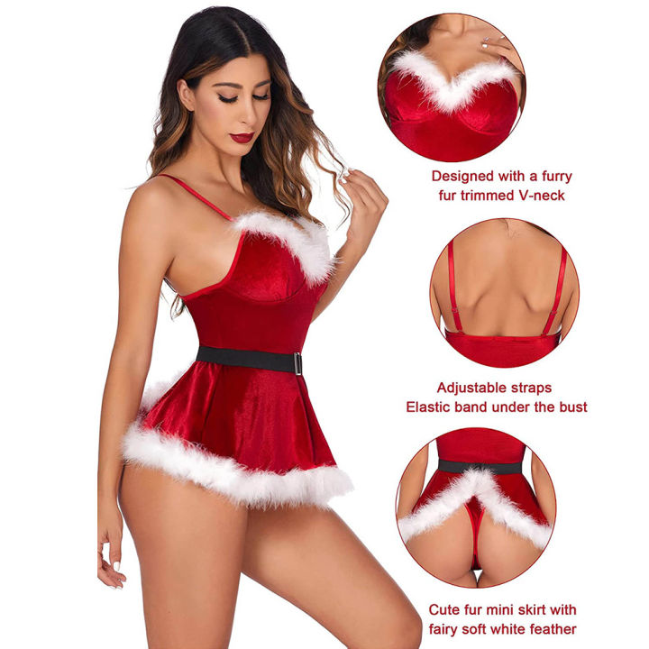 ชุดชั้นในคริสต์มาสสำหรับผู้หญิงไม่ซีดจางและระบายอากาศได้ดีเหมาะสำหรับชุดชั้นในเจ้าสาวฮันนีมูน