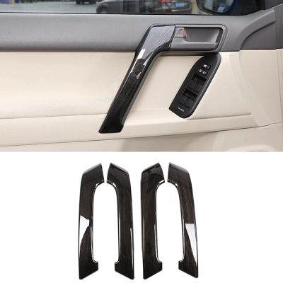 4PCS Car Interior Door Handle Trim for Toyota Land Cruiser Prado FJ150 150 2010-2018 Accessories Black Wood