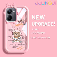 Jlingji เคสสำหรับ Realme 10 Realme 10 Pro Plus 5G เคสการ์ตูนน่ารัก Nasa มนุษย์อวกาศหมี Motif เคสกันกระแทกซิลิโคนนิ่มหนาทนต่อการตกหล่นและทนต่อการเสียดสีเคสโทรศัพท์แบบใส