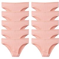 10PCS/Set Women Panties Breathable Underwear Comfortable Lingerie Cotton Striped Briefs Fashion Cozy Underpants S