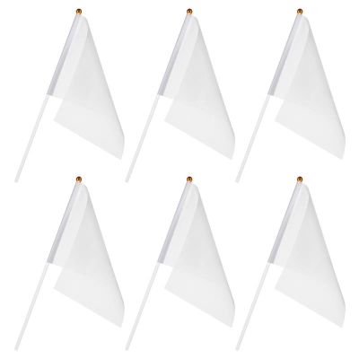 24pcs White Flags Hand Held Flags Hand Waving Referee Flags Yard Lawn Marking Flags (White)