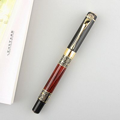 ∏✷ High Quality 530 Golden Carving Mahogany Luxury Business School Student Office Supplies Fountain Pen New Ink Pen