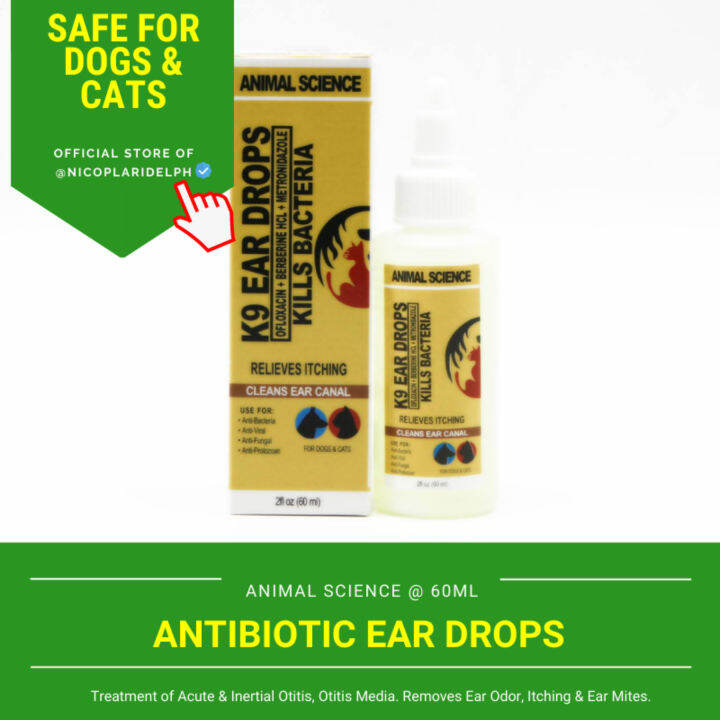 Animal Science K9 Ear Drops for Odor, Itch and Ear mites of Dogs and