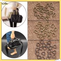 VJDA 20pcs 4 สี อุปกรณ์เสริม ไตรร่อน ปุ่มสี่เหลี่ยม/สามเหลี่ยม หัวเข็มขัดกระเป๋าตุ๊กตา ฮาร์ดแวร์สำหรับกระเป๋า กระเป๋าตุ๊กตาDiy