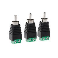 3 Pcs RCA Male Plug to AV Terminal Connector Video AV Balun 2 ScrewWires Leads Adapters