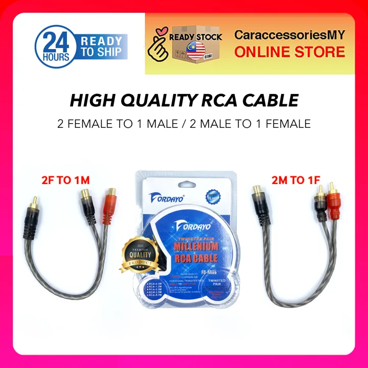 Fordayo Car Audio RCA Cable 1 Male To 2 Female / 1 Female To 2 Male Car Audio Stereo Amplifier