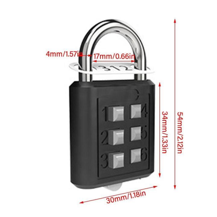 6-position-button-padlock-travel-case-household-cabinet-password-lock-u-shaped-password-lock-mini