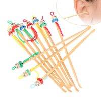 10 Pcs Cute Doll Ear Picks Wooden Bamboo Ear Picks Wax Remover Cleaner Ear Care Tools Home Portable Random Colors Not Hurt Ears