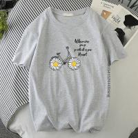 You Go To The Heart Chrysanthemum Bike Print MenS Tshirt Simplicity Slim T Shirts Cool Soft Tshirts Creativity S-Xxxl Man Top