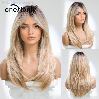 oneNonly Long Straight Blonde Wig Bob Synthetic Wigs for Women Lolita Party Natural Wigs High Temperature Hair [ Hot sell ] tool center