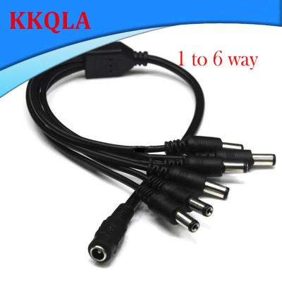 QKKQLA 1 Female to 6 Male DC Power Jack Adapter 6 Way Splitter Plug Connector Cable Supply for Led Strip Light CCTV Camera