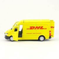 ของเล่นโลหะ Yufeng คอกม้าขนาด5นิ้วสำหรับรถโลหะผสม Mercedes-Benz รุ่น Sprinter DHL Van กล่องแสดงโมเดล