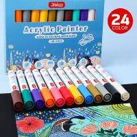 24 Colors Acrylic Markers Set Waterproof Hand-Painted Paint Pen For Poster Graffiti Advertising Student Stationery Art Supplies