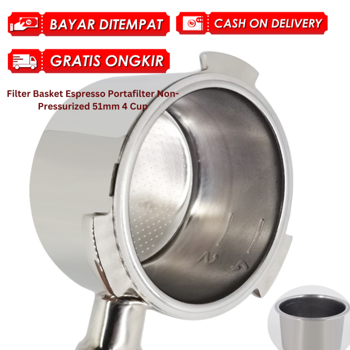 YUAN Filter Basket Espresso Portafilter NonPressurized 51mm 4 Cup