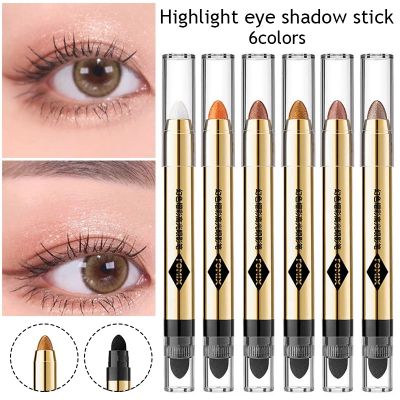 High-Gloss Eye Shadow Pen Pearlescent Fine Flash Bright Double-Ended Eyeshadow 6สี Shimmer Shadow Eye
