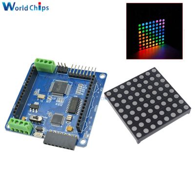 8x8 8x8 RGB LED Matrix Module Driver Board Full Color Rainbow V2.0 Mini Dot Matrix RGB LED Driver Shield for Arduino AVR