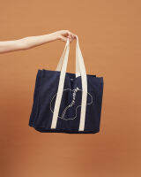 LIMITED STOCK - Thirtyothree 3003 Oversized Tote Bag กระเป๋าผ้าเดนิมสกรีนลาย สียีนส์ดิบ มีช่องด้านใน ใส่ของได้เยอะมาก