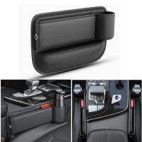 【CW】 Pu Leather Car Organizer Console Side Storage with Cup Holder Crevice for Cellphones