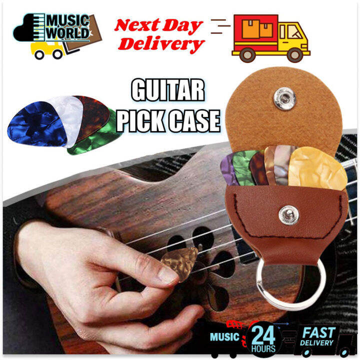 Guitar Pick Bag Portable Key Chain Pick Bag PU Leather Keychain Guitar