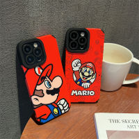 เคสโทรศัพท์หนังแฟชั่นลาย Super Mario สีแดงสำหรับ IPhone 11 12 13 14 Pro Max เคส7 8 Plus XR Xs Max ฝาหลังนิ่มกันกระแทกสำหรับเด็กผู้หญิงเด็กผู้ชาย