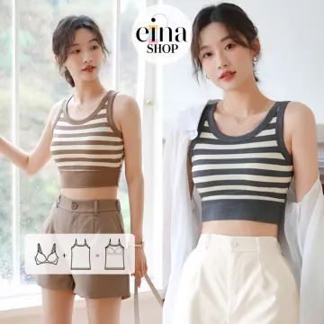 Einashop Phoebe Bra Padded Camisole Crop Top SG Ship