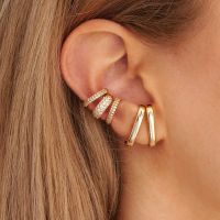 [HOT ZUQIOULZHJWG 517] Simple Gold Filled Smooth Stud Earrings For Women Ear Jacket Earings