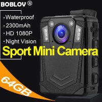 BOBLOV DMT204 Body Mini Action Police Camera HD 1080P 64GB 2300MAh กันน้ำการมองเห็นได้ในเวลากลางคืนกีฬากันน้ำตรวจจับการเคลื่อนไหวของตำรวจสวมใส่ได้กล้องวิดีโอเครื่องบันทึกเสียง DVR Video Recorder กล้องรถจักรยานยนต์กล้องประสำหรับ Dash Cam Vlogging