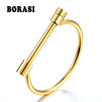 Fashion Luxury Famous Brand Jewelry Love Screw Cuff Bracelet For Women Gold Color Stainless Steel Bracelets Bangles Wholesale