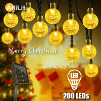 200 Led พลังงานแสงอาทิตย์ String ไฟคริสตัลกลางแจ้ง Fairy Light Chritmas Garland 8โหมดกันน้ำ Patio Light สำหรับ Garden Party Decor