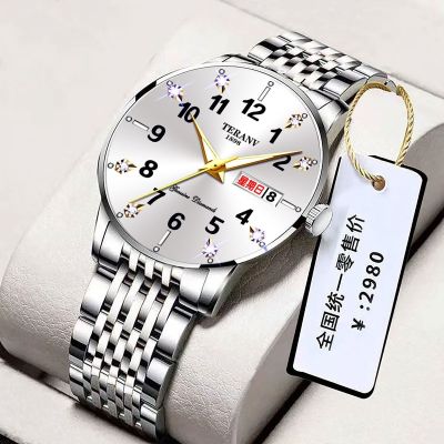 【Hot seller】 fully automatic pure mechanical watch mens Korean version simple waterproof calendar luminous high-end fashion brand